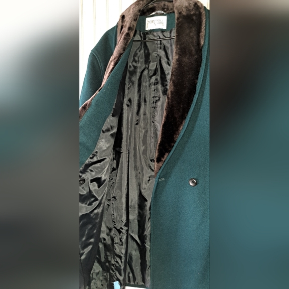 Vtg International Scene Women Heavyweight Wool Faux Fur Collar Coat Warm Cozy XL - Picture 8 of 13